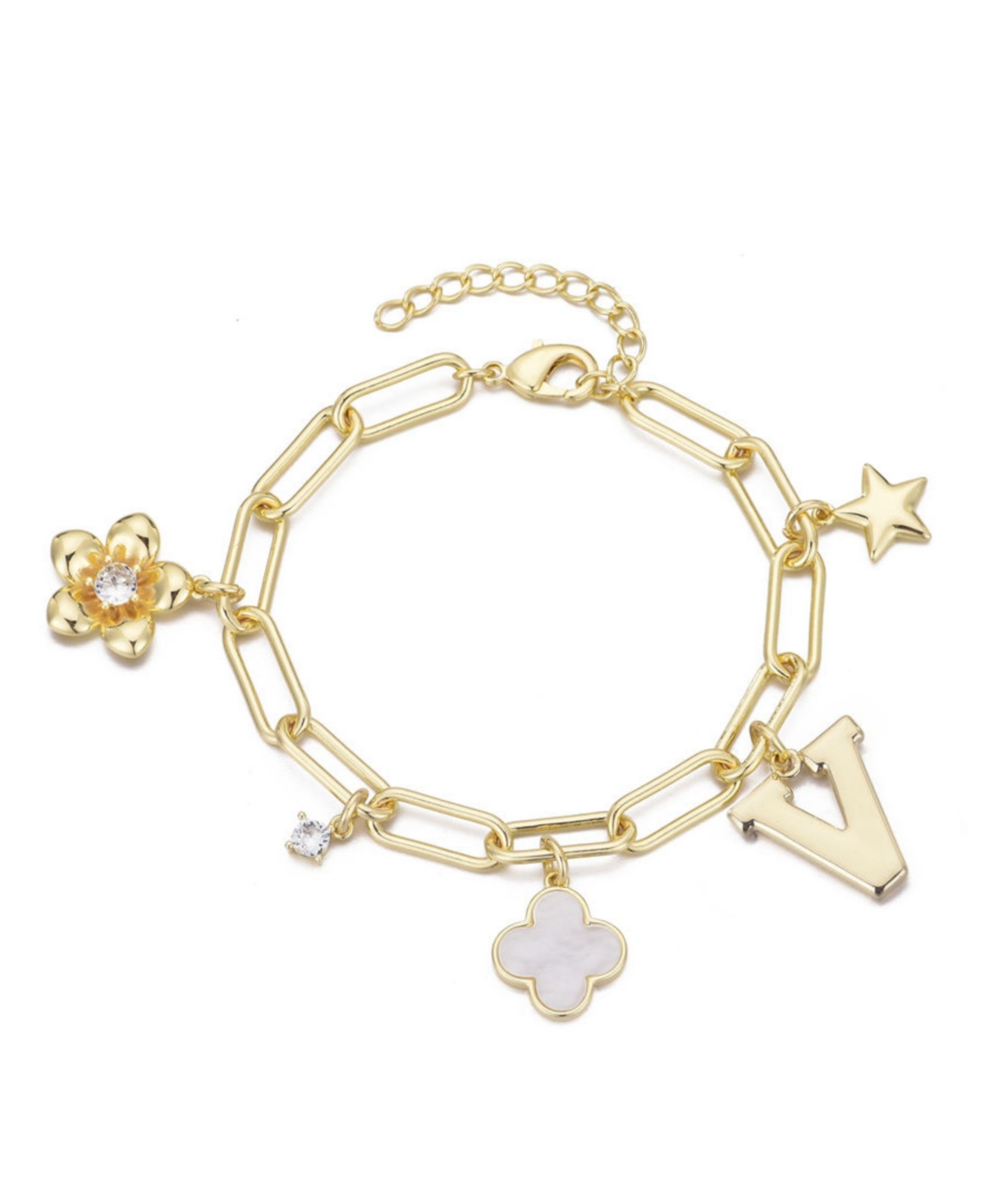 Adornia Gold Initial Chunky Charm Bracelet In Yellow