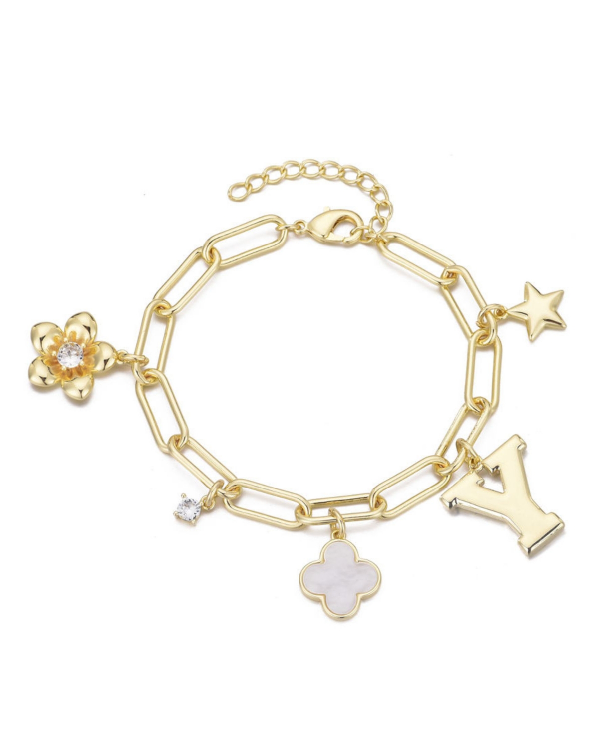 Adornia Gold Initial Chunky Charm Bracelet In Gold