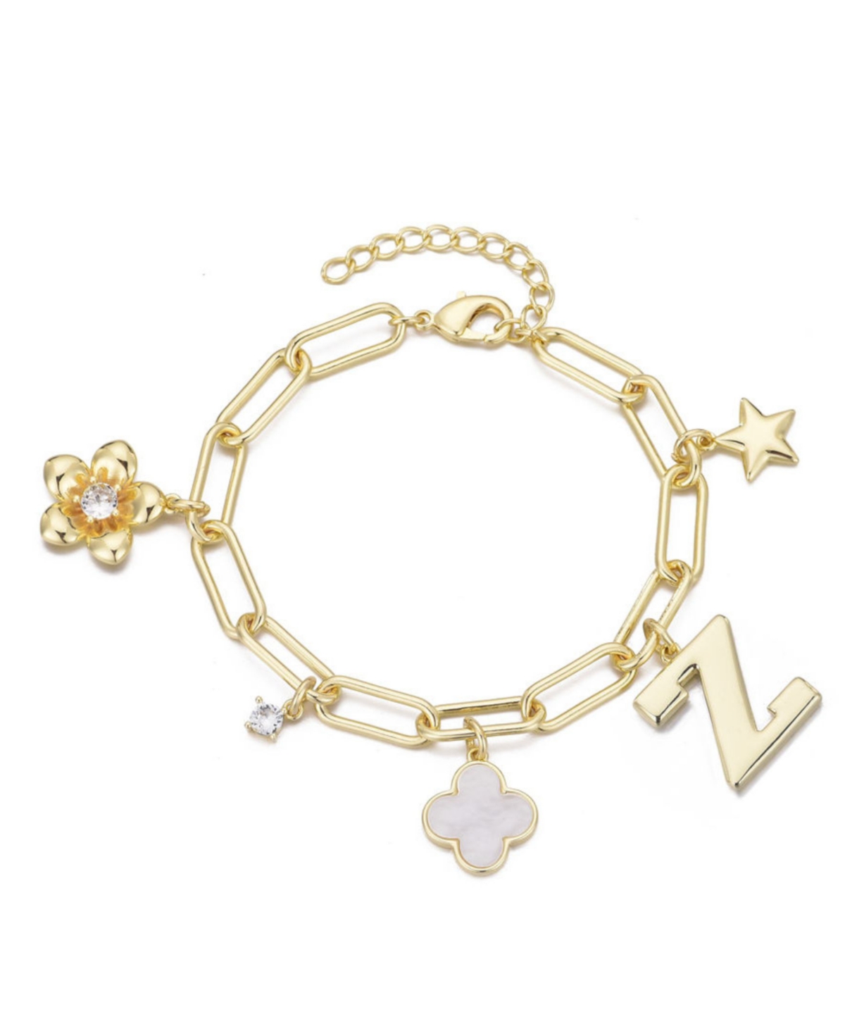 Adornia 14k Yellow Gold Plated Initial Chunky Charm Bracelet In Gold