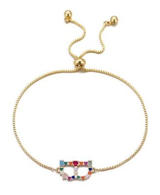 Gold Stone Multi Color Initial Bolo Bracelet