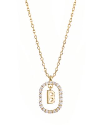 Gold Plated Cubic Zirconia Floating Letter Frame Necklace