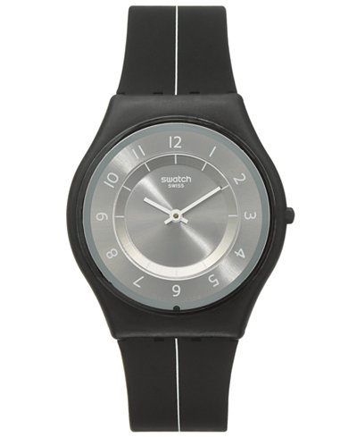 Swatch Unisex Swiss Power Tracking Black Silicone Strap Watch 34mm SFB145