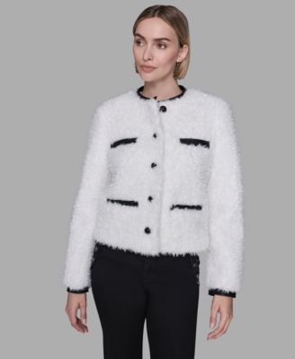 KARL LAGERFELD PARIS - Women's Crewneck Pocket Detail Jacket