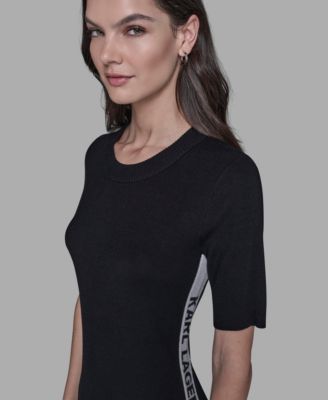 Women's Mock Neck Logo Trim Dress