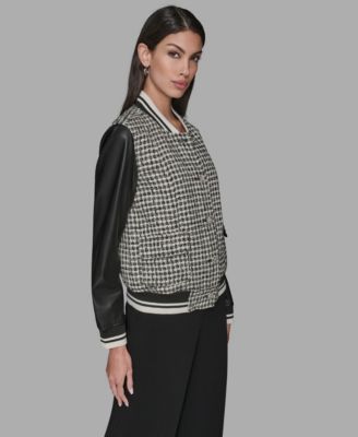 Women's Collar Neck Mixed Media Jacket