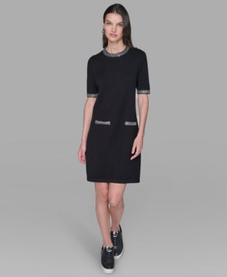 Women's Crewneck Embellished Shift Dress