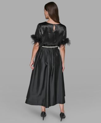 Women's Crewneck Feather Trim Top