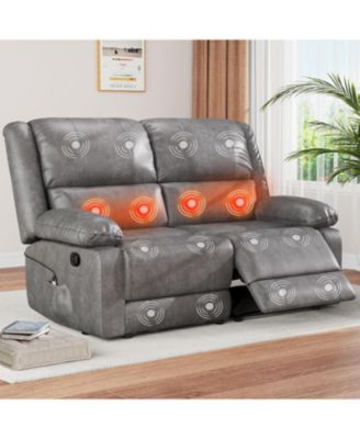 Loveseat Recliner with Heat&Massage Function, RV Couch Wall-Hugger Reclining Sofa