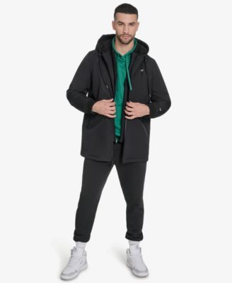 Men's 3/4 Lenth Hooded Jacket with Bib