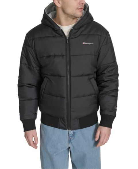 Мужская куртка Champion Reversible Hooded Bomber, цвет: Чёрный / Меланжевый серый
