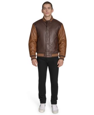 Men's Faux Leather Varsity Jacket