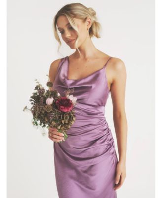 Cowl Front Asymmetric Bridesmaid Dress