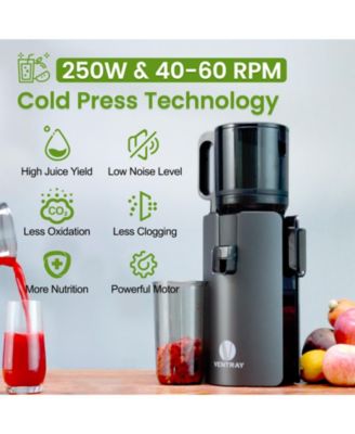 Cold Press Juicer, 4.7" Large Feed Chute Masticating Juicer with Extended Extraction Tech for Fruits & Vegetables