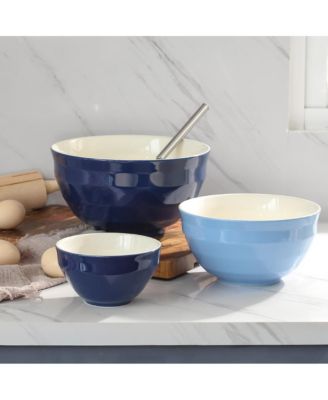 Ceramic Mixing Size 5.3/7.5"/9.2″ Large Serving Bowl Set, Sturdy & No Scratch, 3-Pieces Set