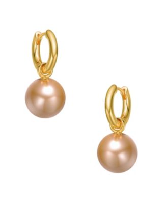 Round Colored Pearl Drop Hoop Earrings