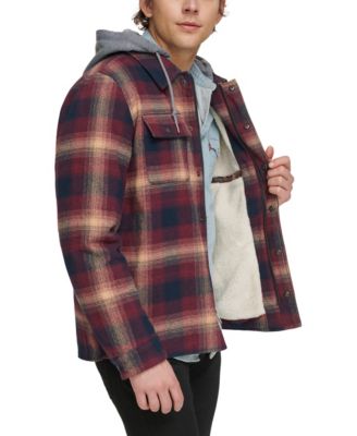 Men's Faux Sherpa Lined Flannel Shirt Jacket