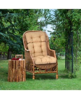 Outdoor 45"x 22" x5" Tufted High Back Cushions Patio Replacement Chair Cushion with Ties, Water and Fade Resistant for All Weather, Set of 2