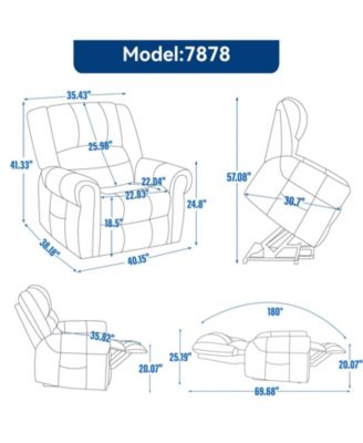  1 Pc  Faux Leather Heat Dual Motor Massage Power Lift Recliner Chair