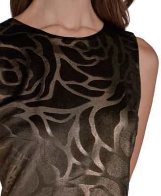 Women's Sleeveless Embossed Velvet Sheath Dress