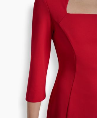 Women's Square Neck 3/4 Sleeve Sheath Dress