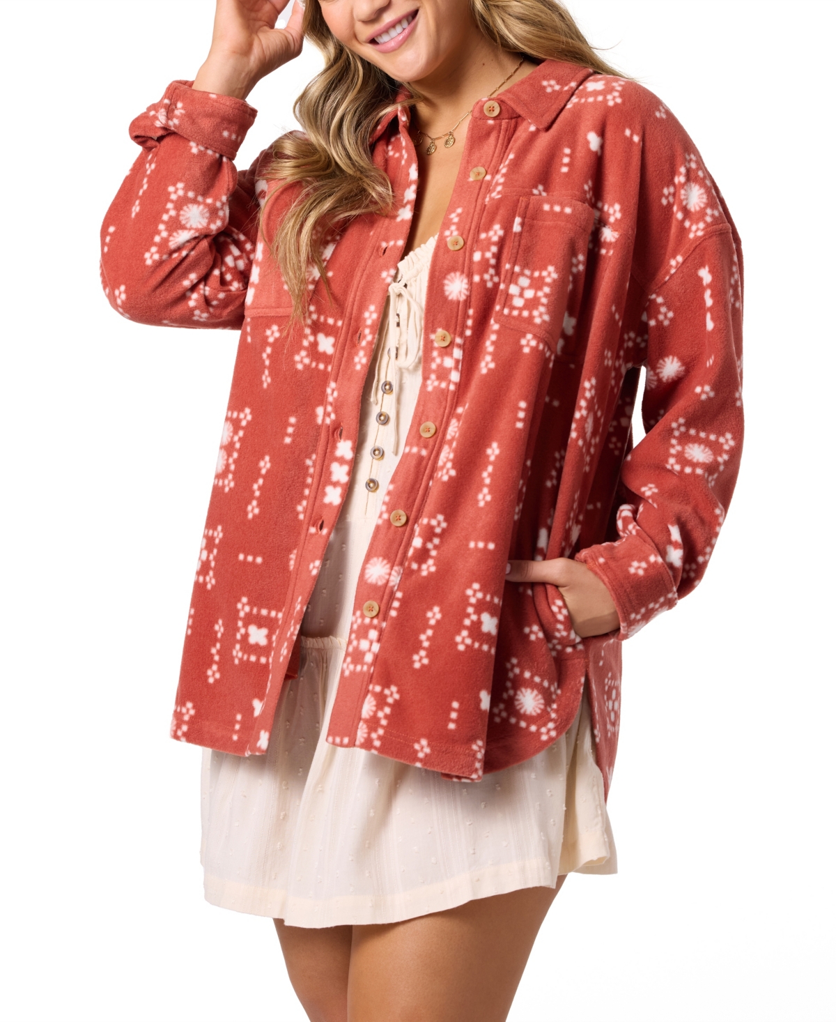 O'neill Rune Oversize Superfleece Shirt Jacket In Brown
