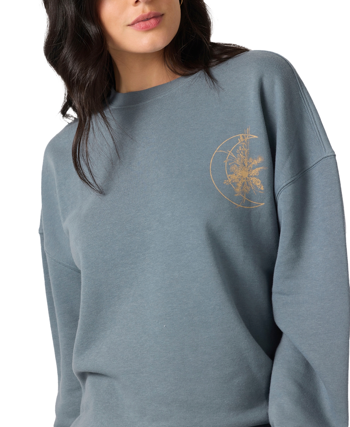O'neill Juniors' Moon Flower Crewneck Sweashirt In Gray