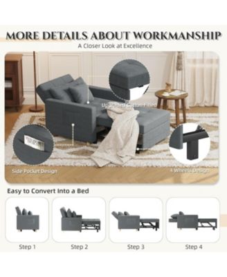 36" Sleeper Chair, Convertible Chair Bed for Adults, 3-in-1 Pull Out Sofa Chair