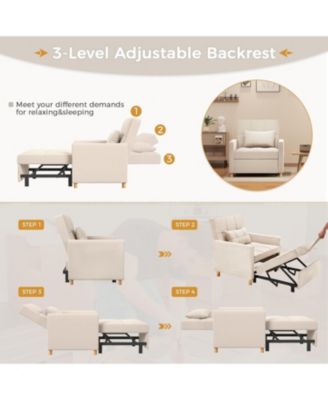 31.5" Sleeper Chair, Convertible Chair Bed for Adults, 3-in-1 Pull Out Sofa Chair