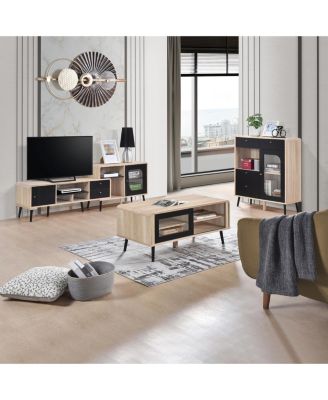 Nathan Sideboard Storage Cabinet with Drawers Open and Close Shelves