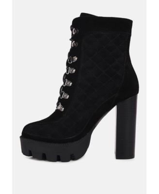 YOKO Womens Fine Suede Quilted Ankle Boots