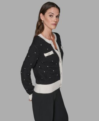 Women's Crew Neck Front-Button Cardigan Sweater