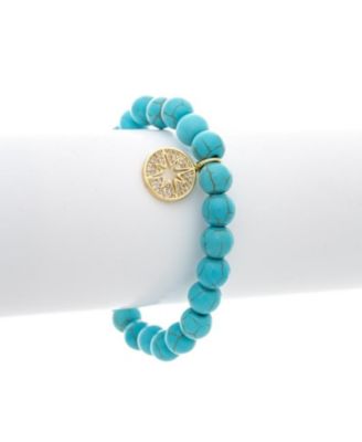 Turquoise Beaded Stretch Bracelet with Starburst Charm