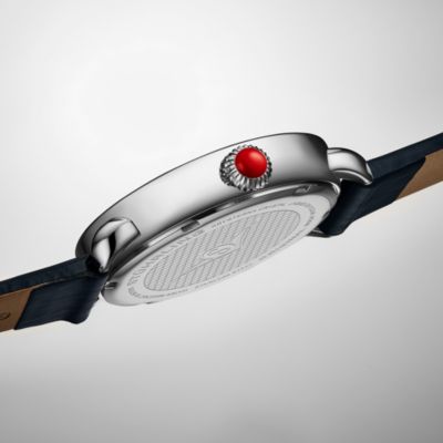 Elegant Women s 40mm Dress Watch – Model 4068, Blue Satin Leather Band, Crystal Accents