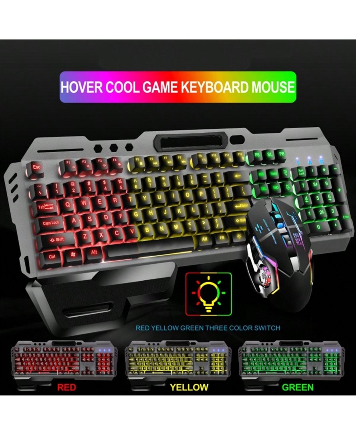 104 Keys Wired Cool Gaming Keyboard And Mouse Set