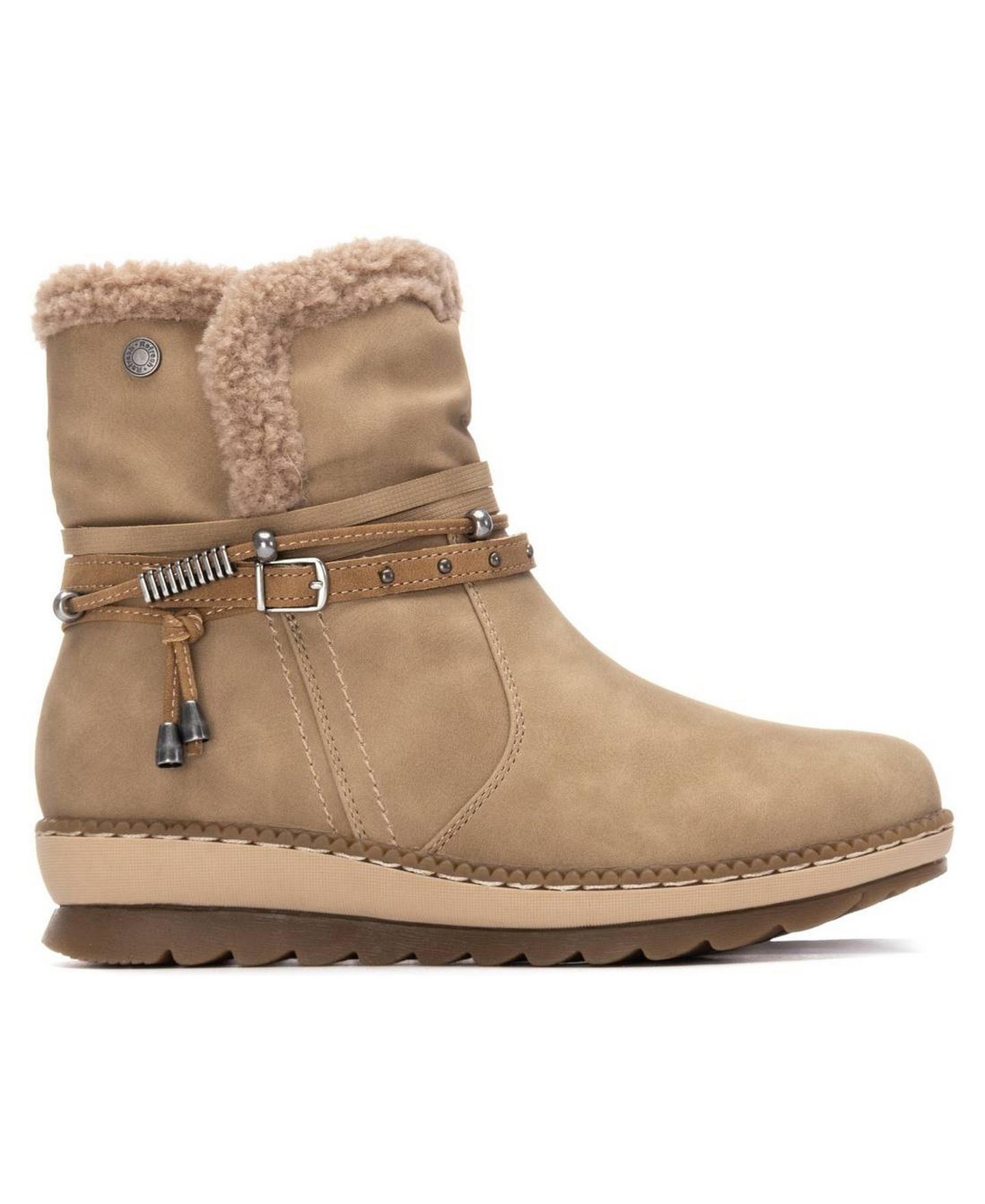 Женские ботинки XTI Faux Shearling Lined Ankle Booties Refresh Collection, цвет: Бежевый — фото 7