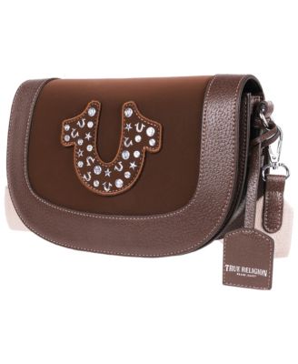 Studded Horseshoe Suede Flap Crossbody