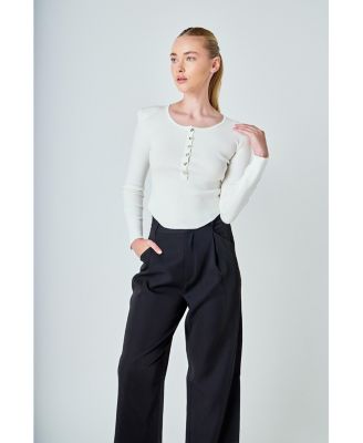 Women's Shoulder Pad Knit Top