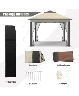 11 x 11 ft Pop up Gazebo 2-Tier Patio Canopy Tent Shelter w/ Carrying Bag