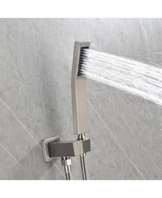 Shower system combo with hand shower, 16 inch shower head and tub spout, Brushed Nickel