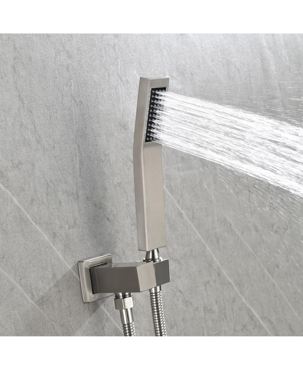 Rainsken Shower system combo with hand shower, 16 inch shower head and tub spout, Brushed Nickel