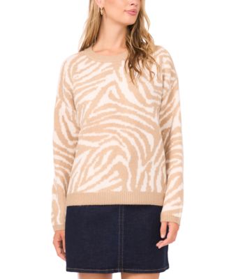 Vince Camuto - Women's Zebra Jacquard Long Sleeve Sweater