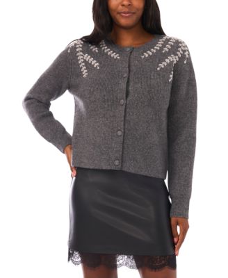 Vince Camuto - Women's Beaded Embroidery Cardigan Sweater