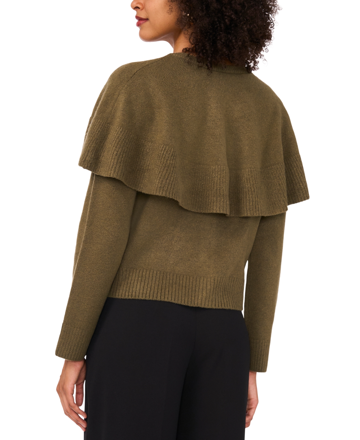 Vince Camuto Women's Long Sleeve Sweater With Shawl In Brown