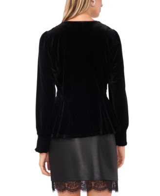 Women's V-Neck Peplum Long Sleeve Top