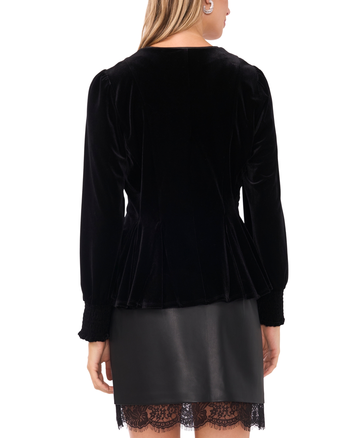 Vince Camuto Women's V-Neck Peplum Long Sleeves Top