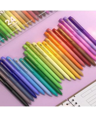 Four Candies Quick Dry Ink Colored Pens Set, 24 Colors Retractable Gel Pens, Colored Gel Pens for Office, School & Home Back To School
