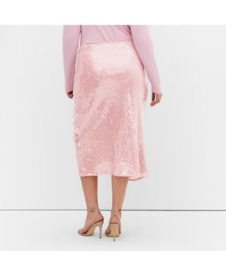Plus Size Sequin Midi Skirt