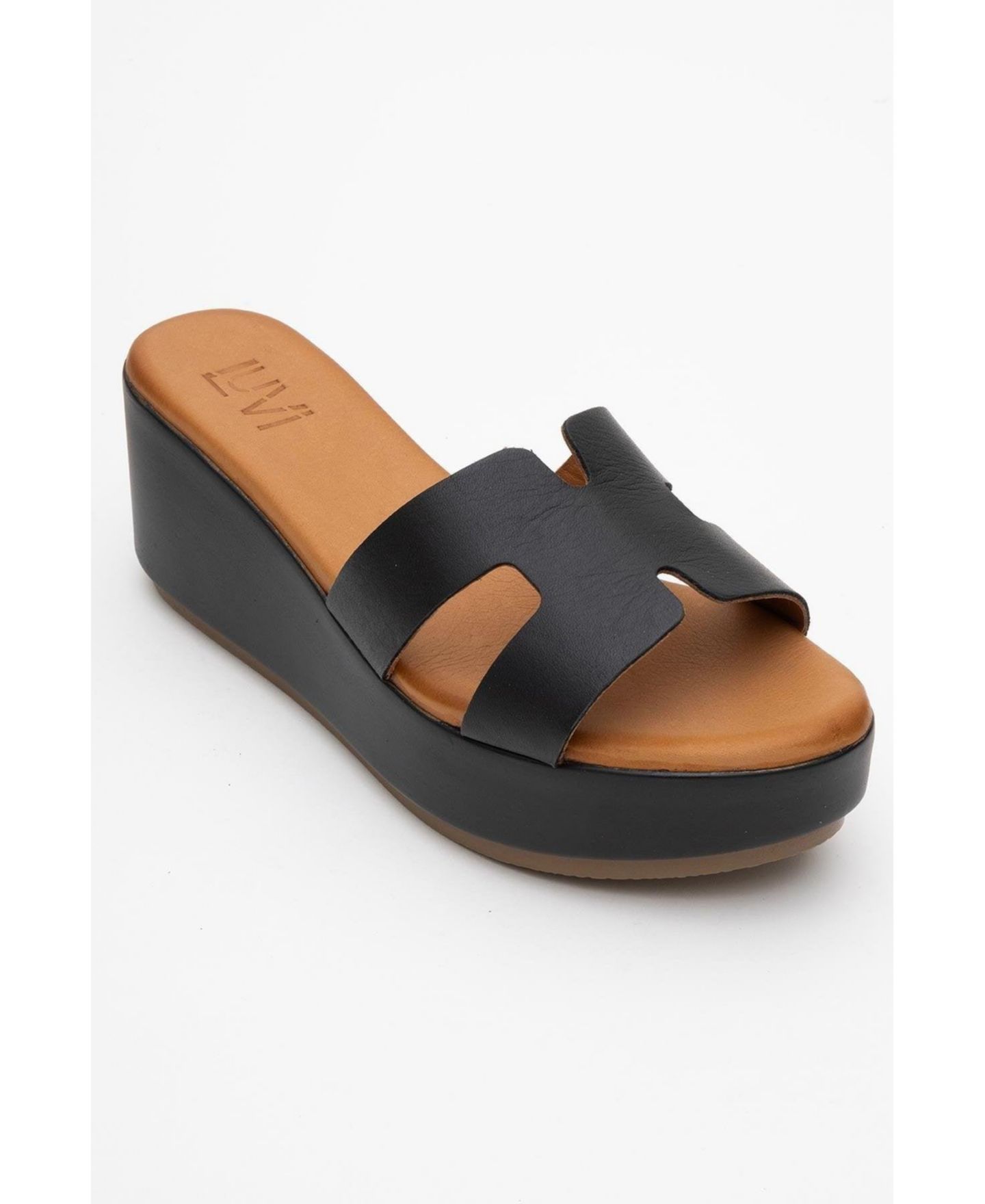 Женские сандалии Forever & Always Shoes Lia Leather Platform Sandal (Women), цвет: Чёрный кожаный — фото 2