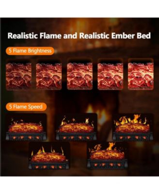 20" Freestanding Electric Fireplace Insert Log Set,Fireplace Insert Heater with 5 Flame Speeds and Brightness,Overheat Protection,750W/1500W