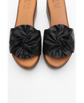 Syndra Bow Wedge Leather Sandal (Women)